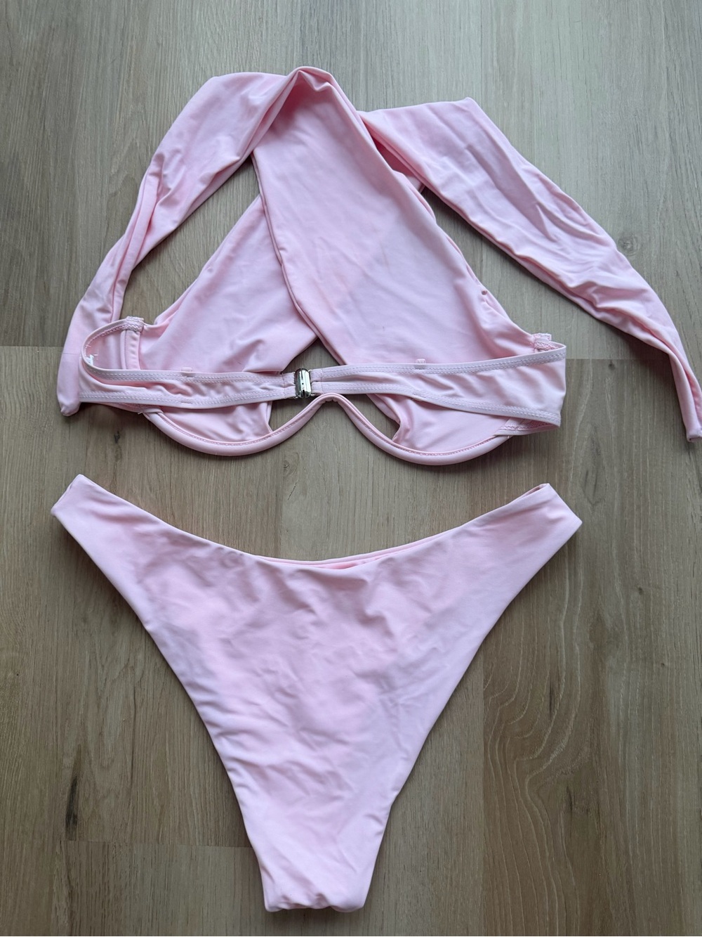 SHEIN Light Pink Halter Bikini Set XL Underwire High Cut Swimwear - Picture 4 of 5